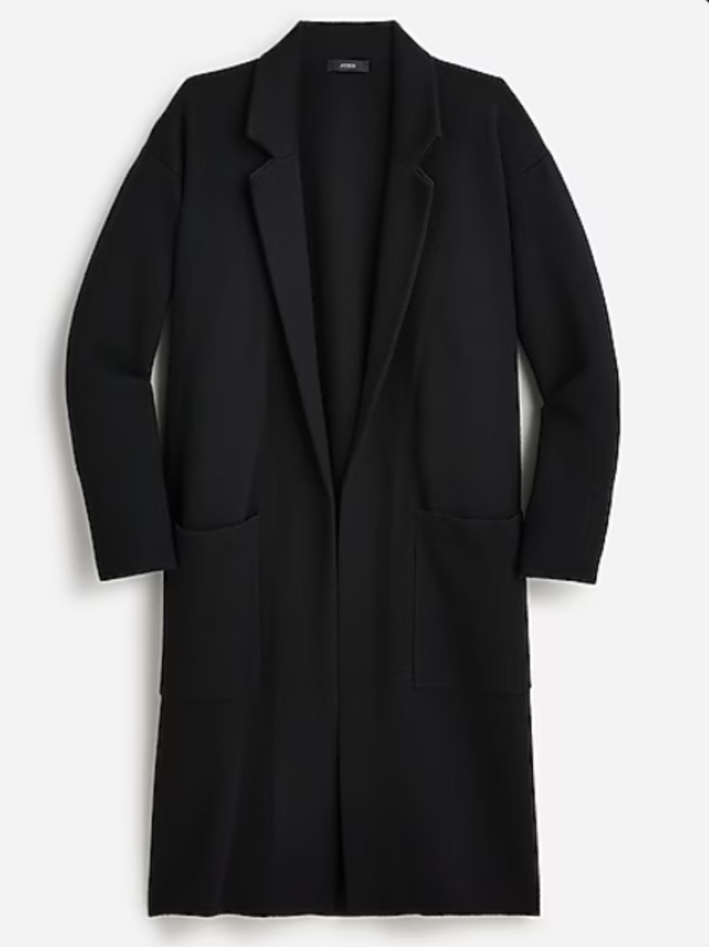 J. Crew Black Long Trench Coat XS